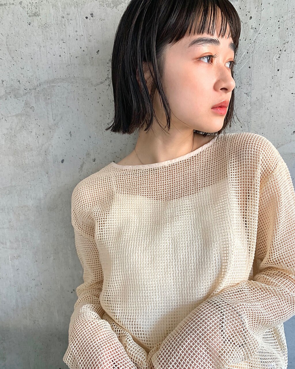 切りっぱなしボブ /オン眉シースルーバング