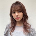 ピンクブラウンのレイヤーロング