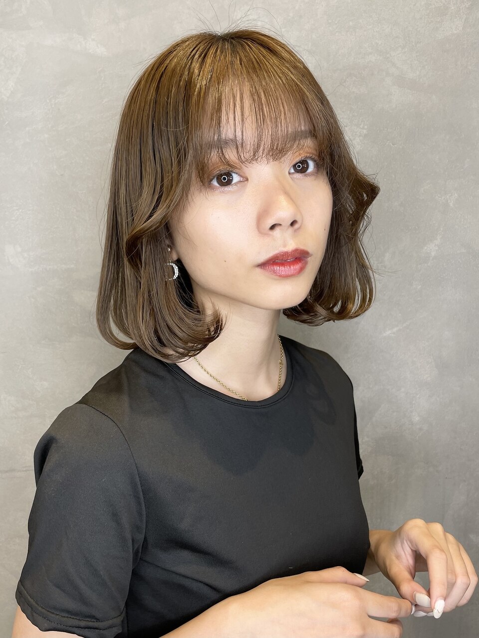 韓国風ボブ タンバルモリ 切りっぱなしボブ ハニーブラウン M71