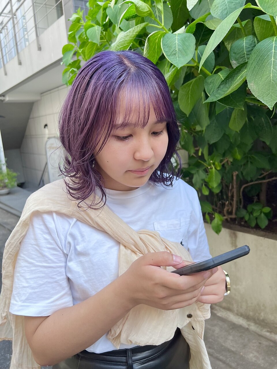 ラベンダー　パープル　ラベンダーブルー　ハイトーン　ボブ