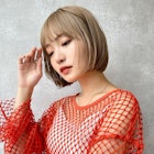 ミニボブ×ベージュカラー