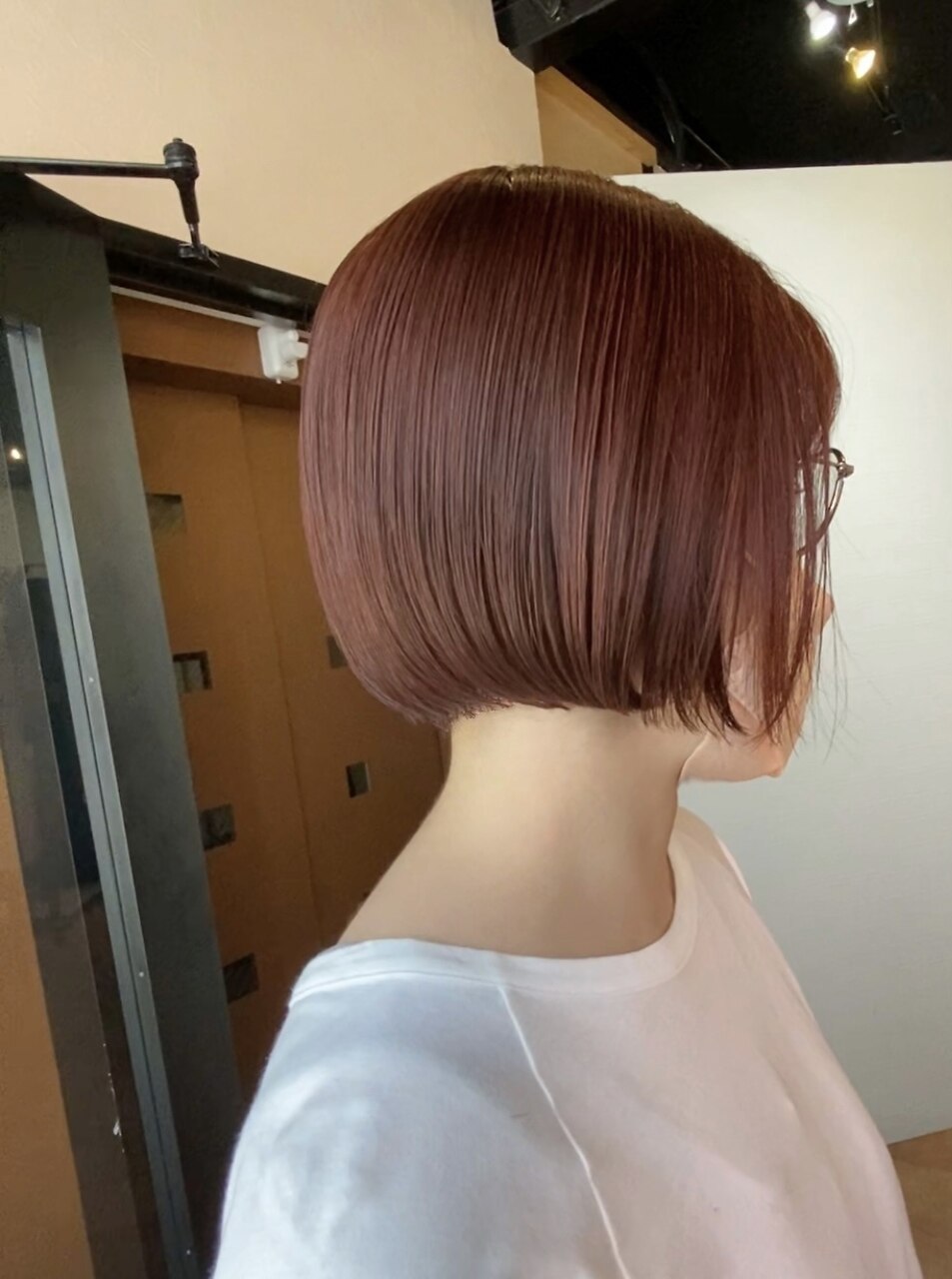 enogで作るレッドオレンジのボブ