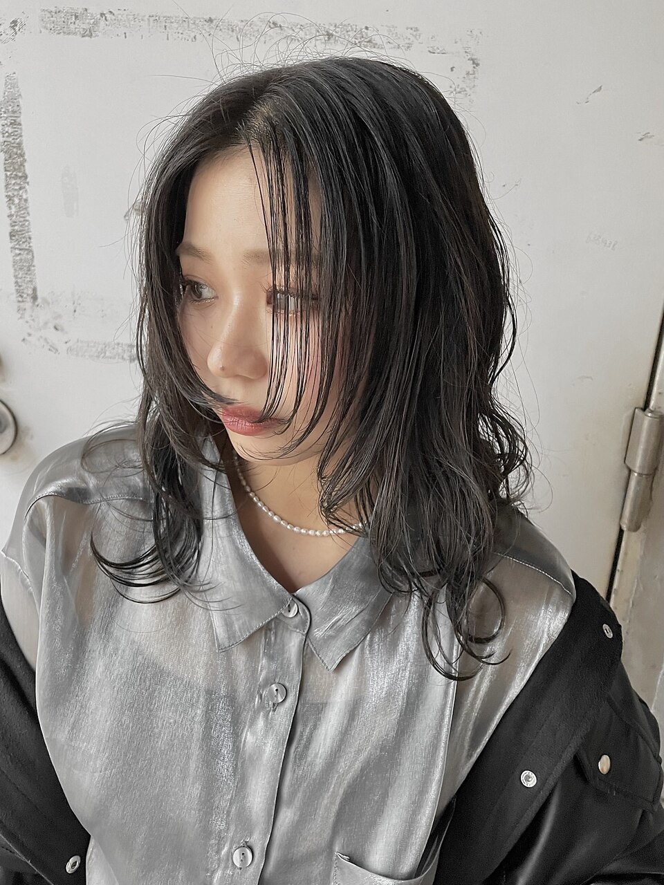 （中尾style）ロングウルフ グレージュ ウルフレイヤー 