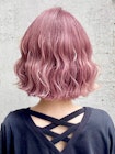 ba1309_ピンクアッシュホワイトラベンダーロブヘアボブウルフ