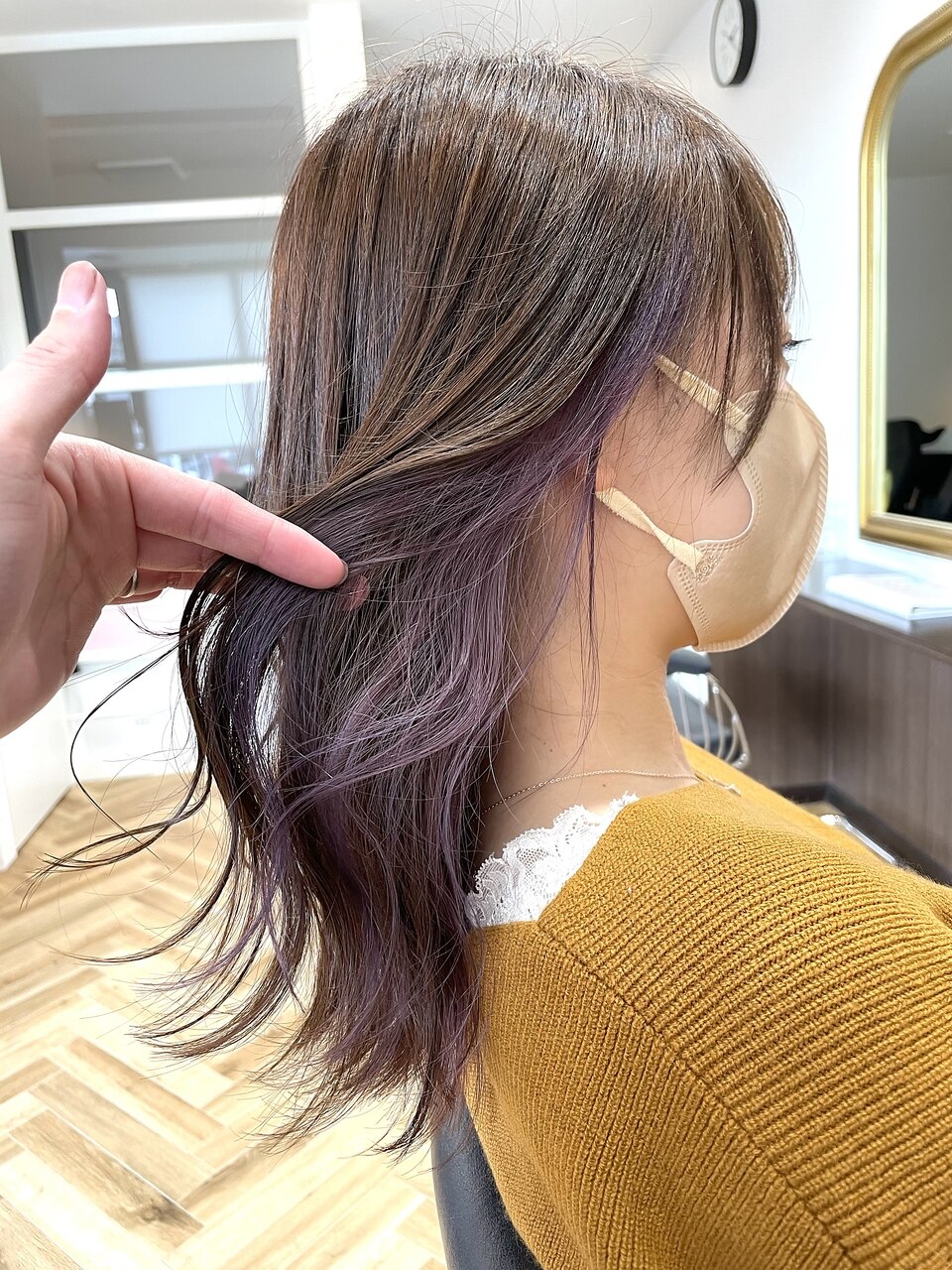インナーカラー×ラベンダーピンク