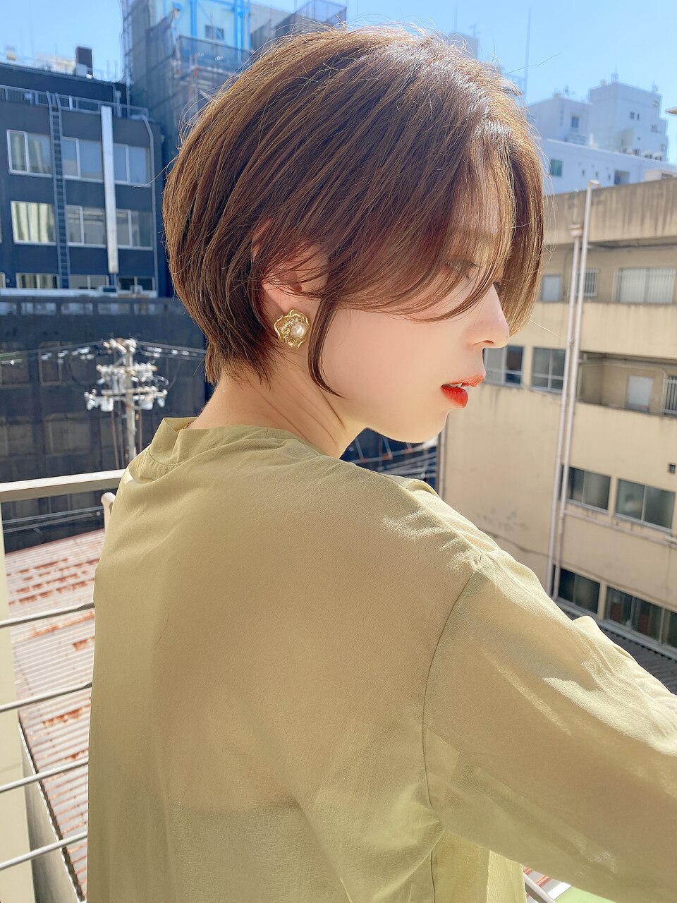 【津賀　涼】大人ショート美髪ネビージュ大人かわいい