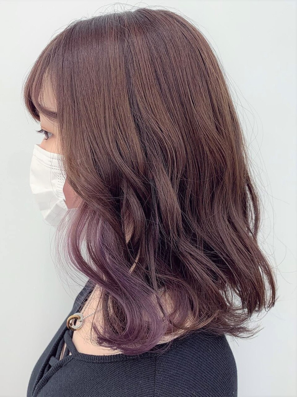パープルインナーカラー×アッシュグレージュ
