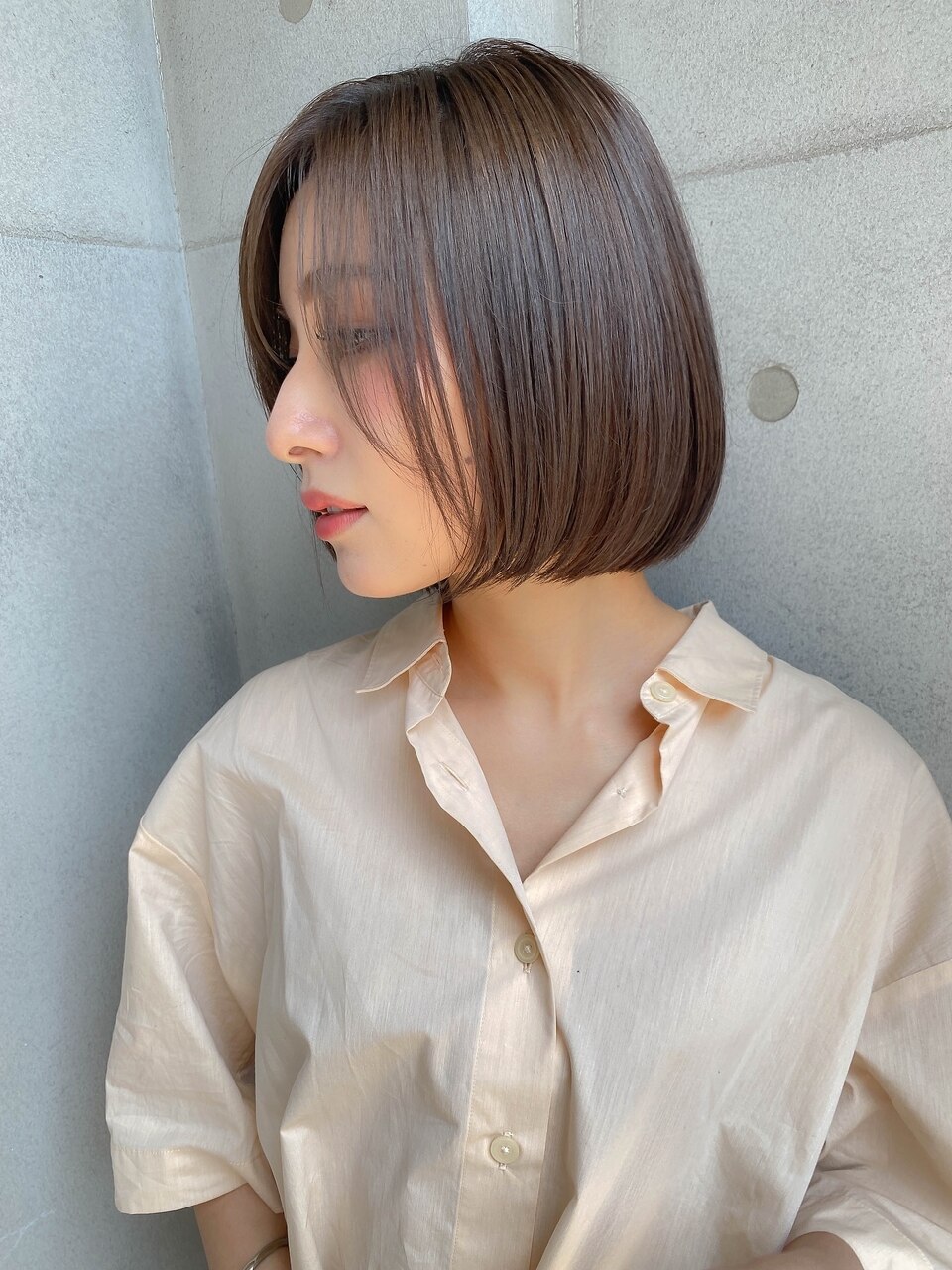 大人かわいいアゴラインボブ/シアーカラー