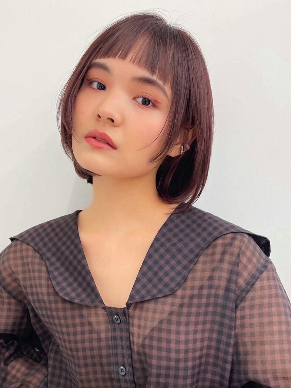 大人可愛い20代30代40代小顔オン眉姫カットウルフレイヤーボブ