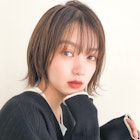 似合わせカットペールベージュ小顔カット外ハネボブ
