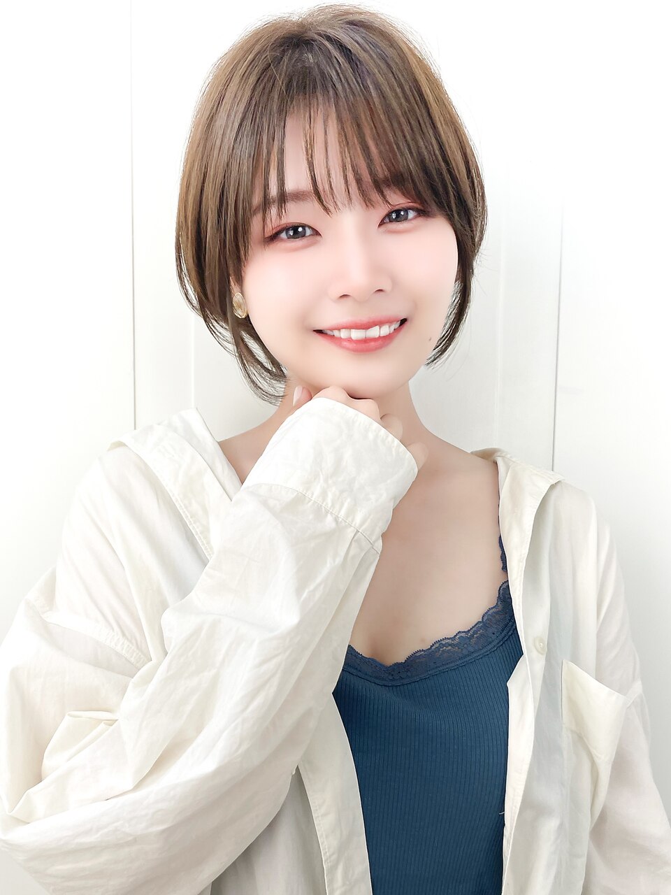 20代30代40代大人可愛いワンサイドひし形マニッシュショートボブ