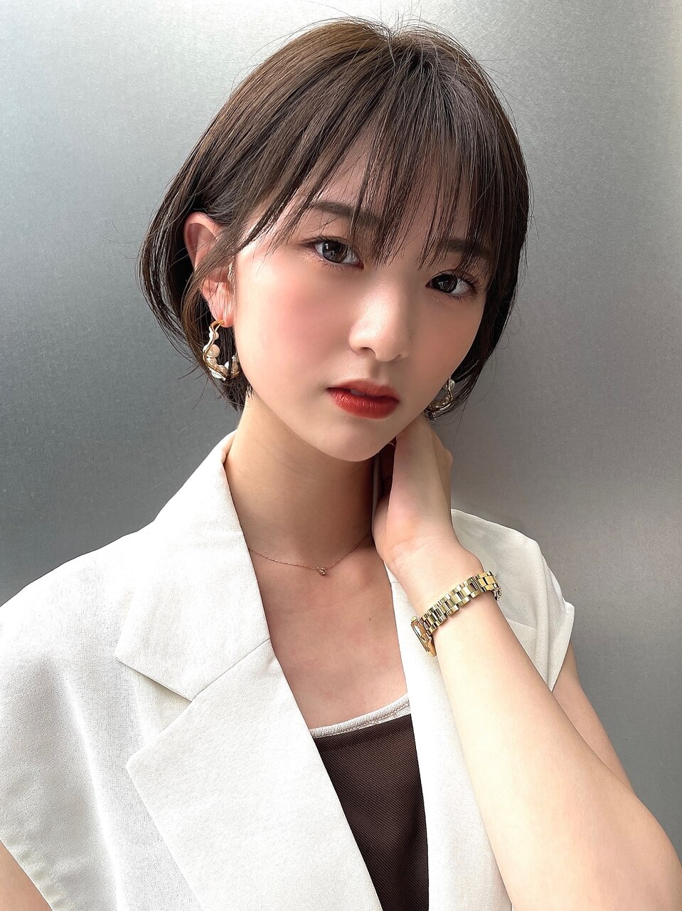 ひし形◇おしゃれマニッシュショートボブ☆6LVマットグレー