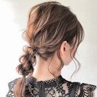 二次会三つ編みヘアアレンジ結婚式ハーフアップモテ髪#97_0821