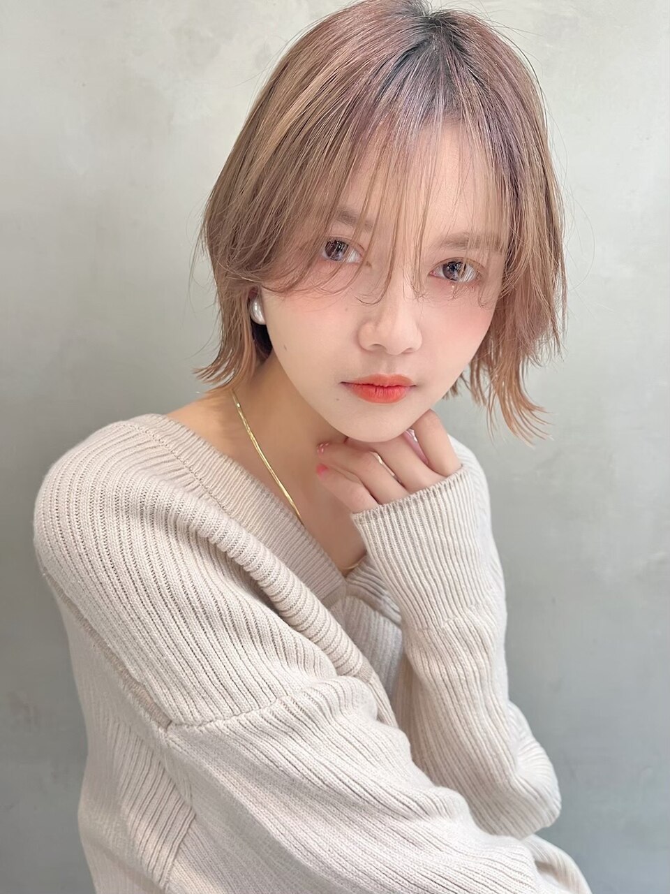 透け感×外国人風大人可愛い外ハネミルクティーベージュ