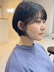 地毛風カラーツヤ感ノーブル前下がりショートボブ/学芸大学/学大