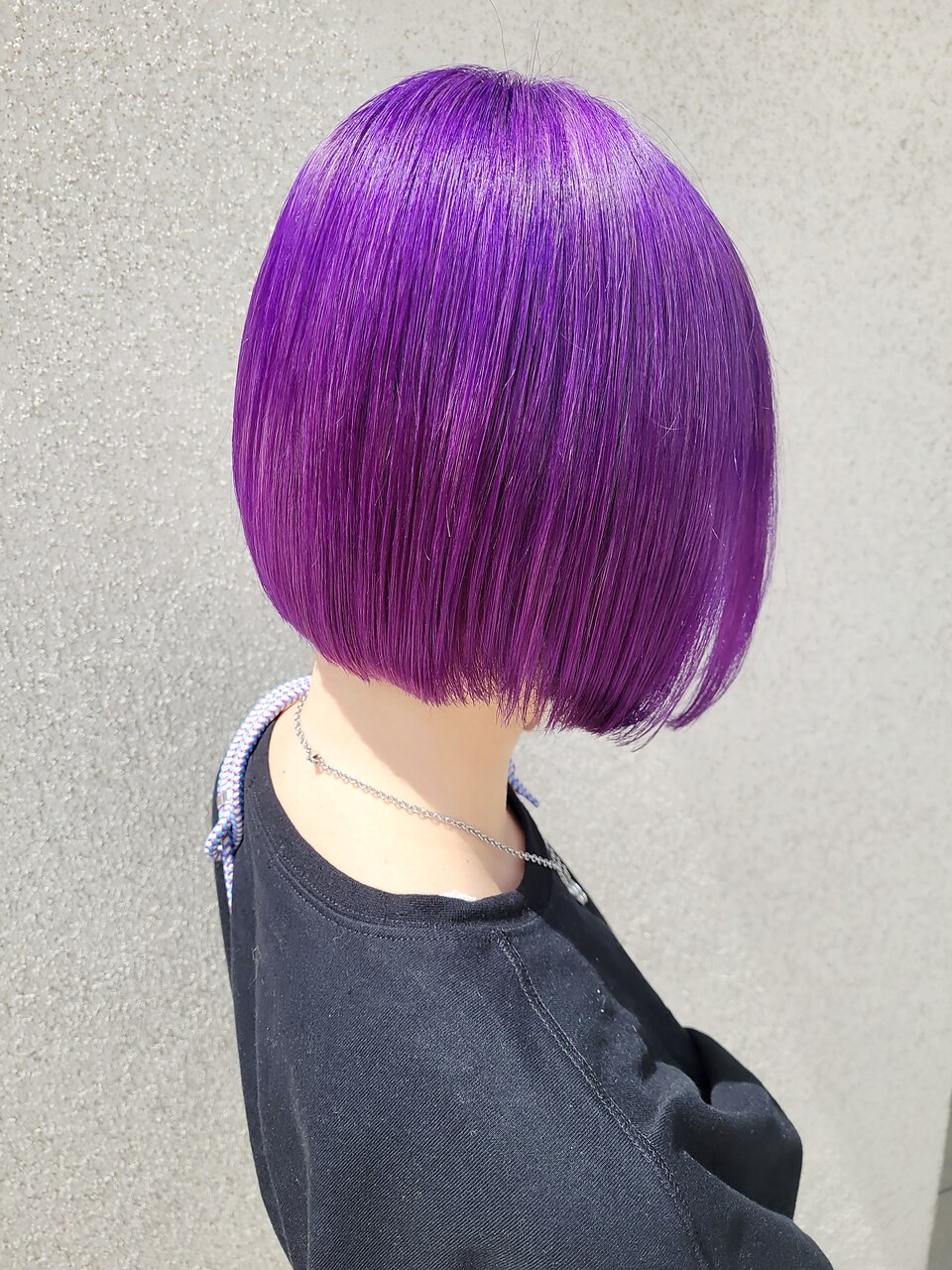 イメチェン可愛いショートボブ丸みショートパープルカラー