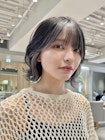 前髪インナーイヤリングカラー外ハネボブ切りっぱなしボブbob