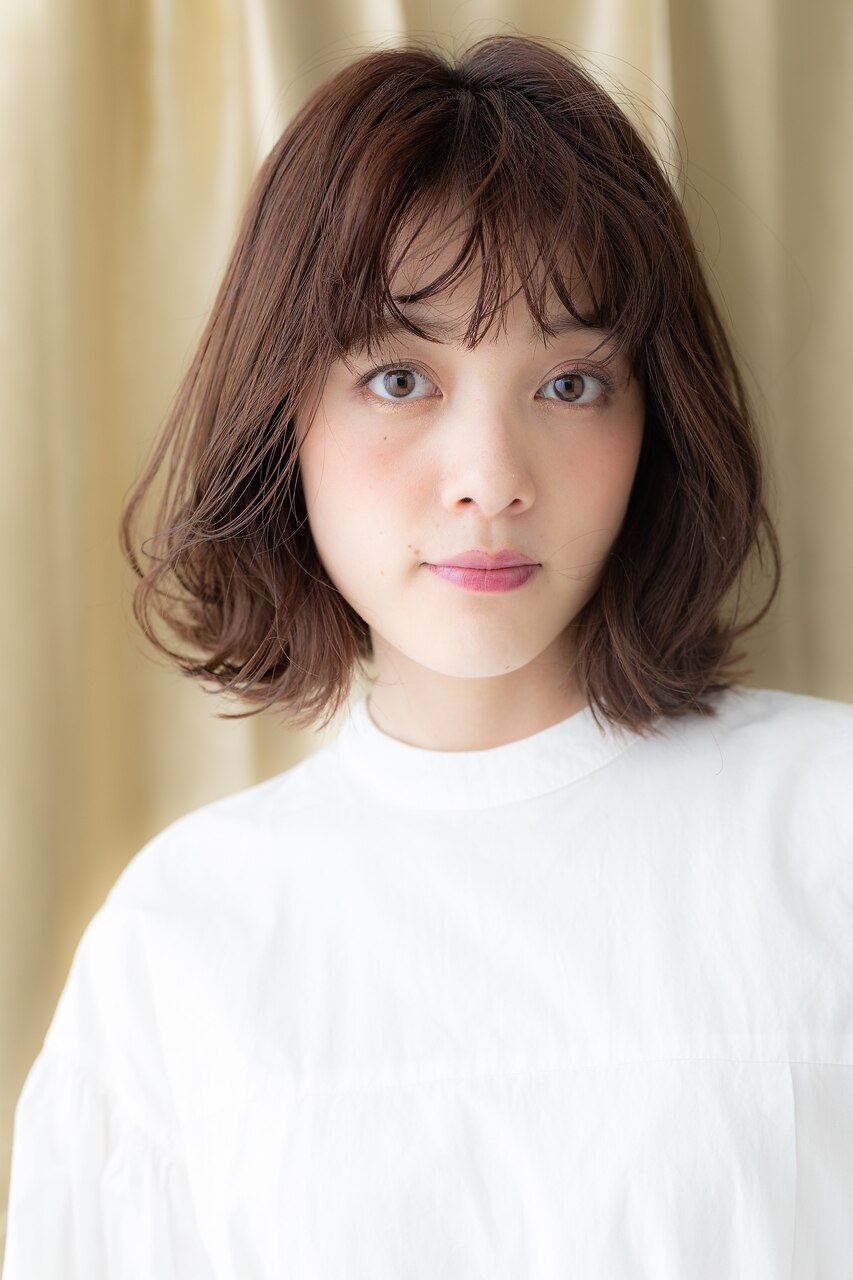 大人かわいいくせ毛風美髪くびれミディＡラインボブウルフX大宮