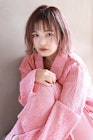 ピンクアッシュのセミウェットな外ハネボブ