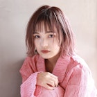 ピンクアッシュのセミウェットな外ハネボブ