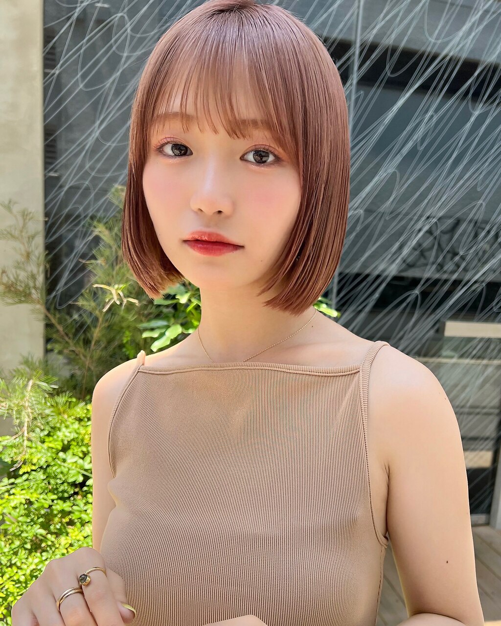 【MINX清水】ボブ×ピンクベージュ　シースルー 大人ボブ