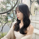 韓国風顔まわりひし形レイヤー波巻きブルーブラック