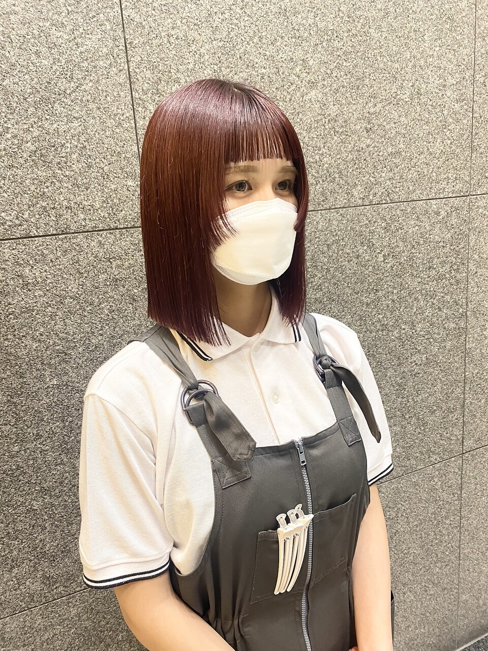 深みredにぷつっとオン眉 bobに顔まわり cut♪