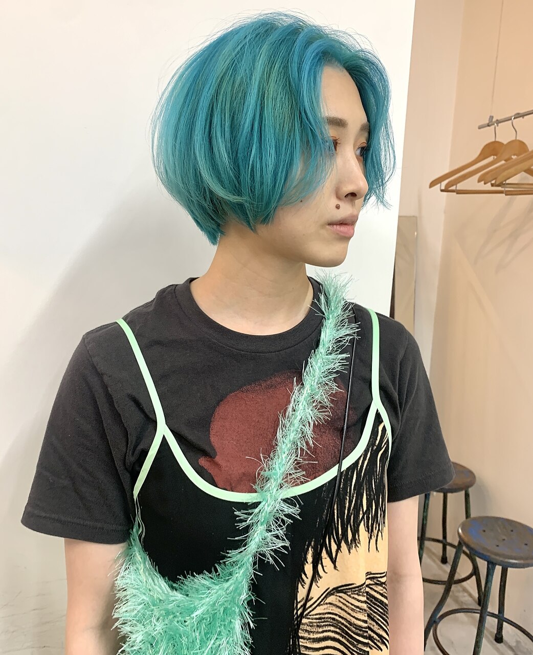 ショートボブ/ターコイズ