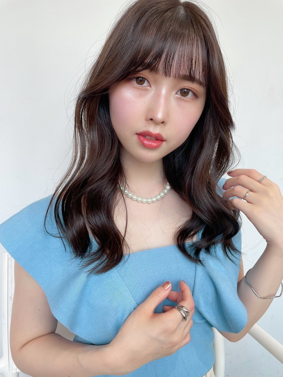 顔周りレイヤー韓国ロングヘア