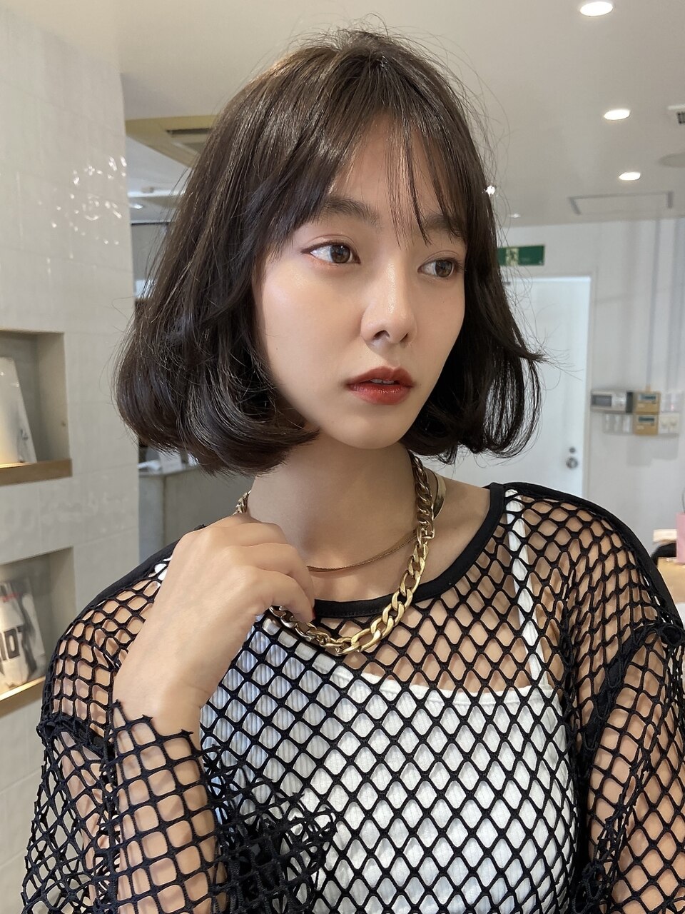タッセルボブ タンバルモリ 韓国ボブ ミニボブ 韓国女優黒髪ボブ