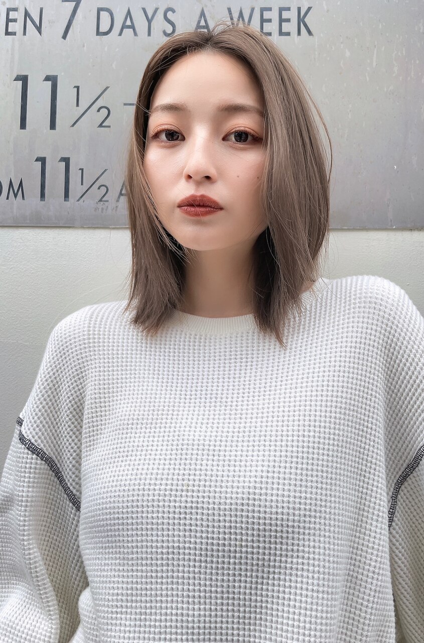 【BAYROOM】外はねボブペールベージュ　セクションカラー