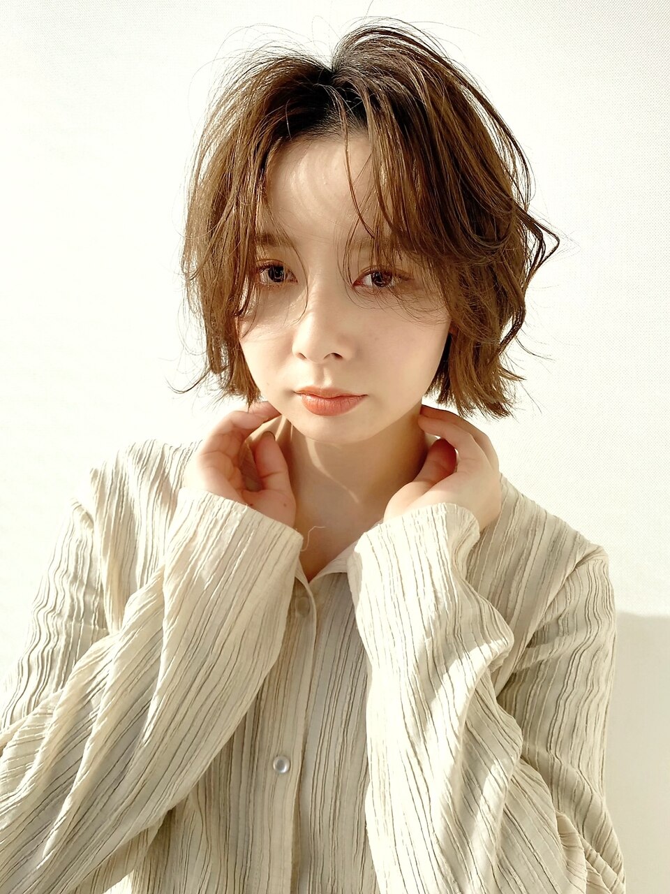 レイヤーボブ×マロンベージュ
