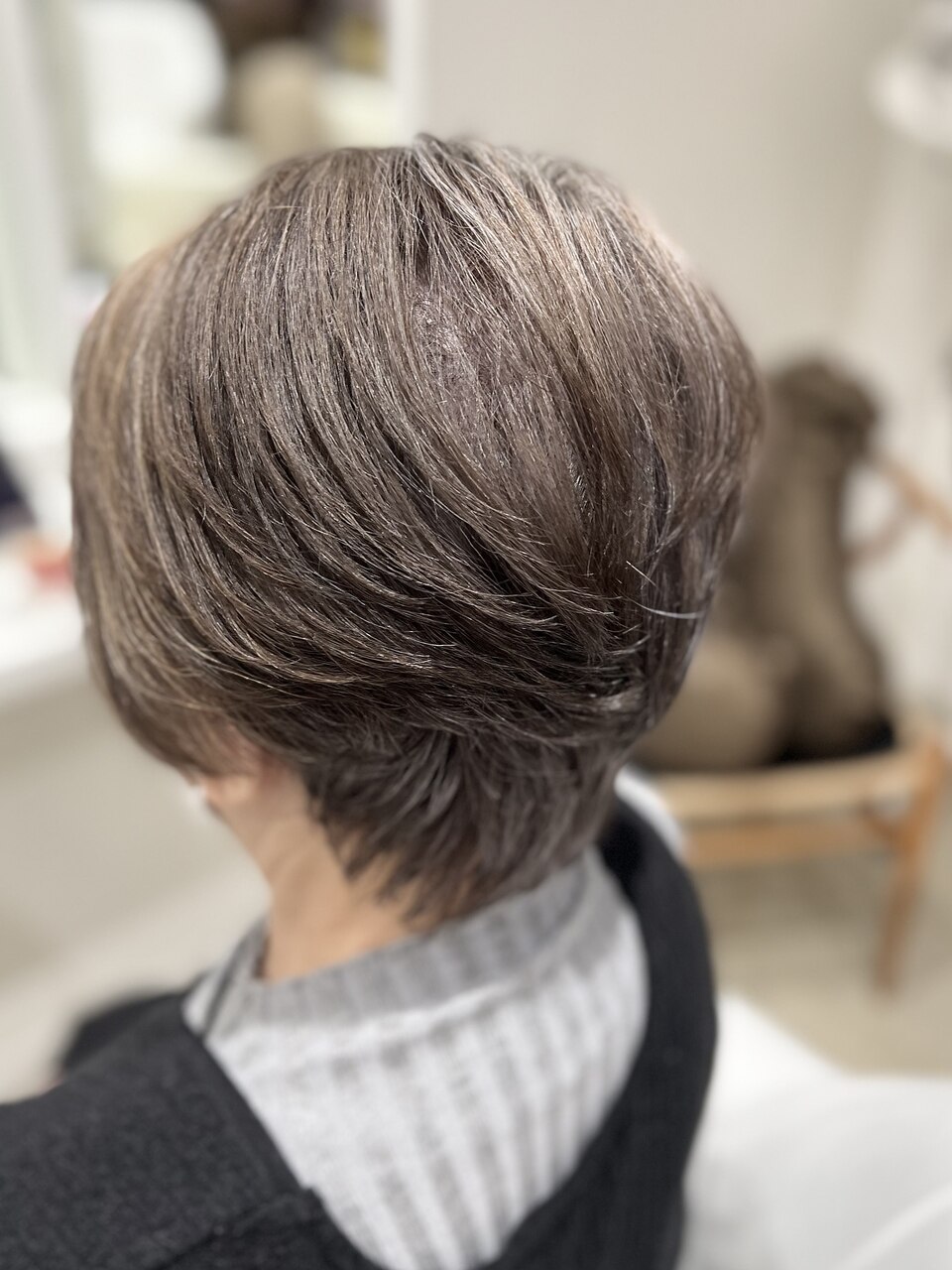 【つくば】白髪ぼかしハイライト×ローライト×大人ショートヘア