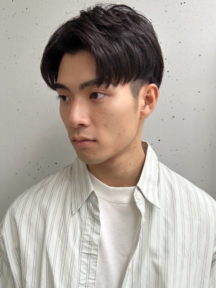 メンズヘアセンターパートマッシュメンズパーマツーブロック