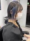 インナーカラーグレージュカラーボブウルフココアベージュ黒髪