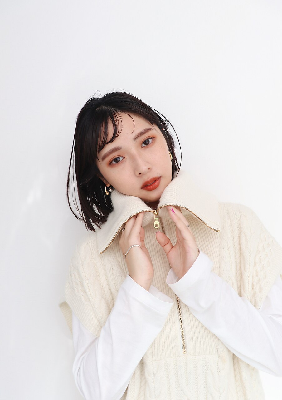 黒髪　シースルーバング　 ボブ フリンジバング 天神 ヘアセット