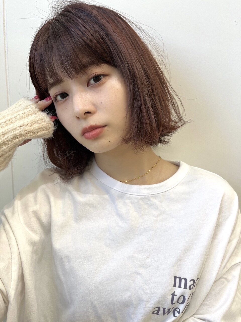 ピンクブラウンボブ