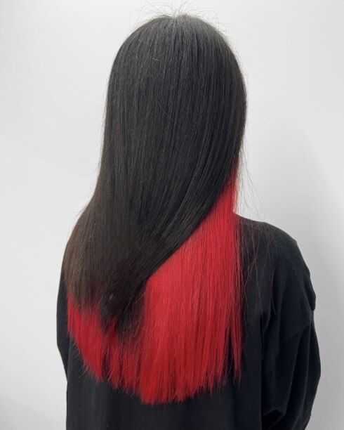 インナーカラー/イヤリングカラー/レッド