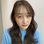 韓国シースルーバングレイヤーカットスタイルバニラチョコカラー