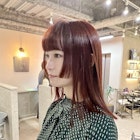 姫カット☆レッドブラウン☆眉上バング