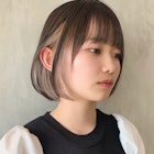 切りっぱなしボブ インナーカラー イヤリングカラー ミニボブ