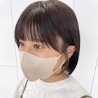 ぱっつん前髪顔まわりカット_グレージュカラーボブ_ba405011