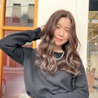 大人かわいいx波巻きx韓国ヘアxミルクティーブラウンxくびれ