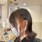 レッドインナーカラー×外ハネ