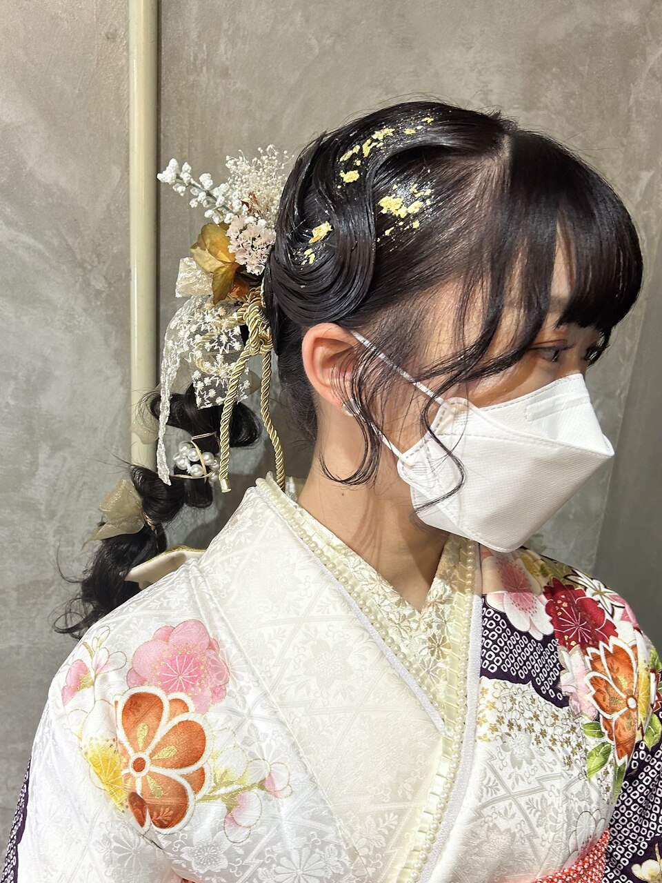 成人式ヘア.編み下ろしポニー