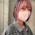 フェイスフレーミング ミニボブ 切りっぱなしボブ ピンクカラー