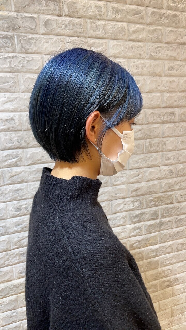 ネイビーブルー☆丸みショート！