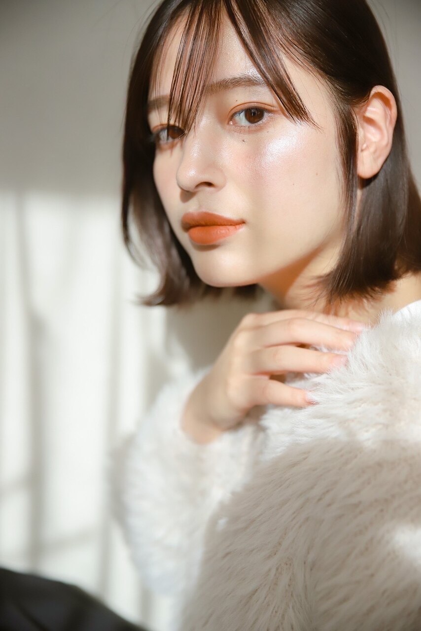 ★大人可愛い20代30代40代くびれヘア外ハネボブチェリーブラウン