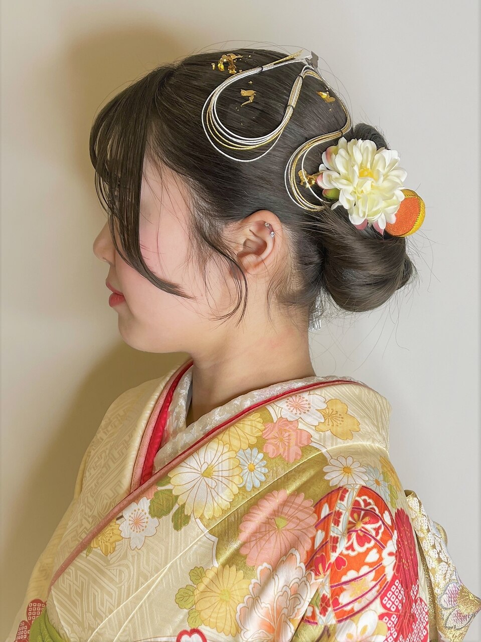 成人式ヘア　まとめ髪　面構成