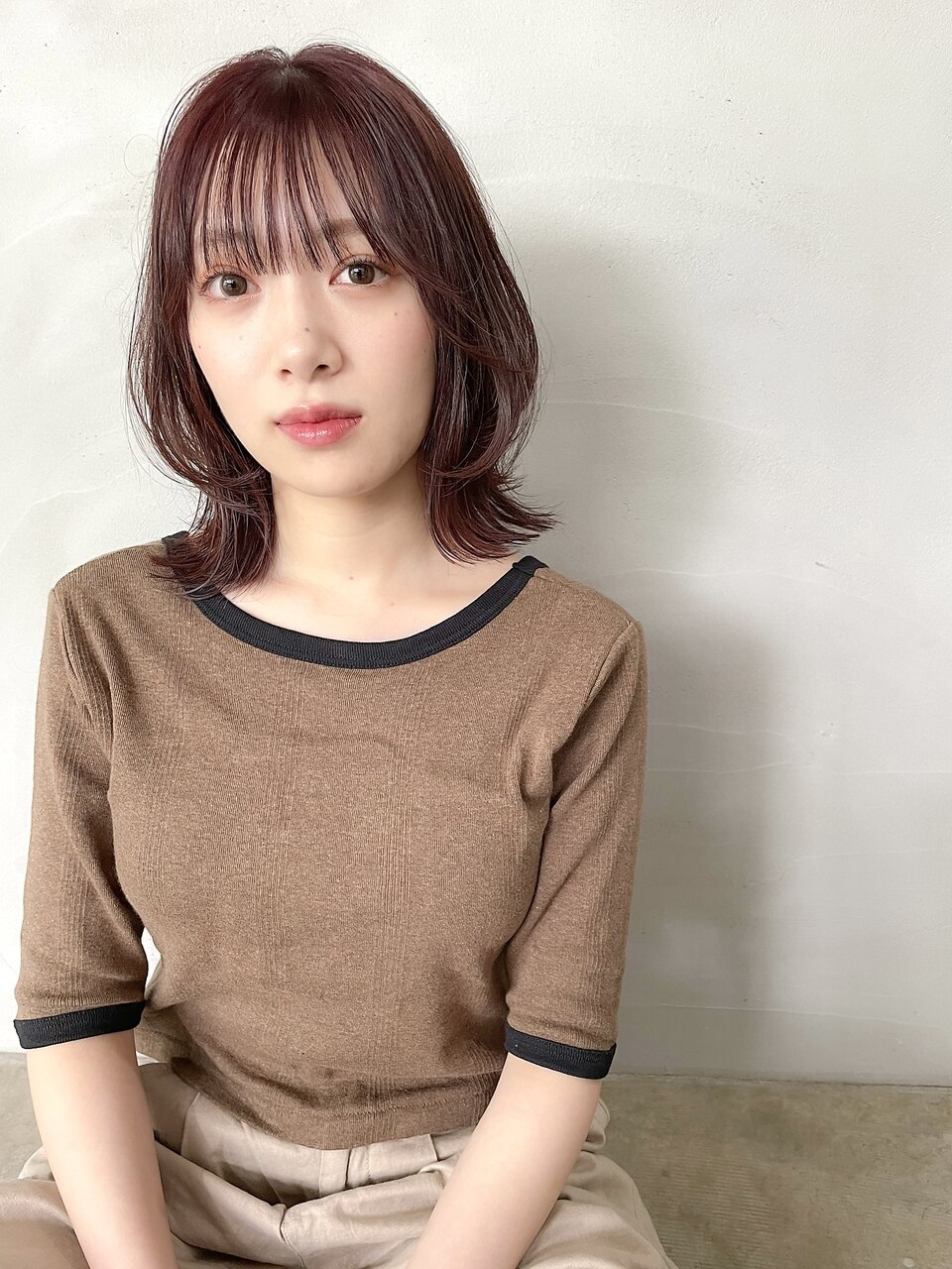 【Three/大分/萩原】レイヤー/ボブ/ピンク/ブラウン/20代30代